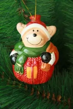 Украшение елочное дед мороз 9см керамика