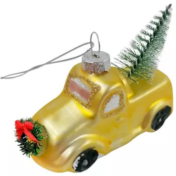 Украшение елочное Европа в виде автомобиля золотой 10 x3.8 x4.8 см стекло/пэт sy2021128