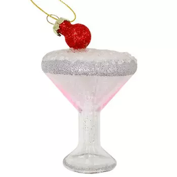 Украшение елочное Европа в виде бокала 5.5 x5.5 x7.7 см розовый стекло 3035783