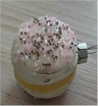 Украшение елочное Европа в виде капкейка 5,5*4,3*6см розовый Стекло us-candy007