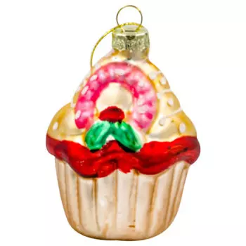Украшение елочное Европа в виде капкейка 6*6*7см золотой Стекло sy190415