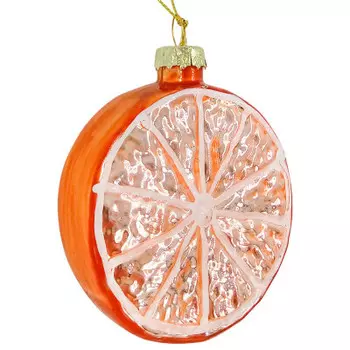 Украшение елочное Европа в виде апельсина желтый 7.7 x7.7 x8см стекло lqb21031710