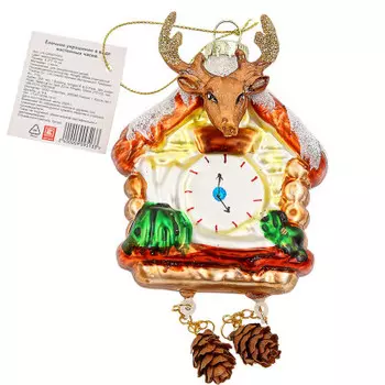 Украшение елочное Европа в виде настенных часов 8,3*5*16см многоцветный стекло us-candy004