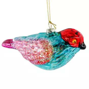Украшение елочное Европа в виде птички многоцветный 13.7 x5.8 x6.7 см стекло sy2021140