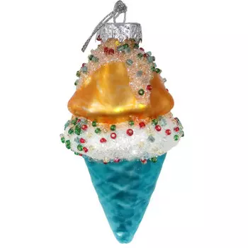 Украшение елочное Европа в виде рожка мороженого многоцветный 5.5 x55 x11.7 см стекло sy2021165