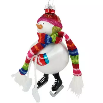 Украшение елочное Европа в виде снеговика многоцветный 6.4 x6.4 x13.2 см х sy2021039