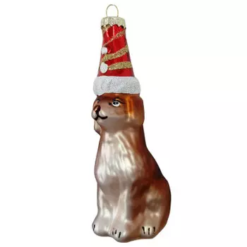 Украшение елочное Европа в виде собаки коричневый 6 x4.2 x13.3 см стекло lqb21031707