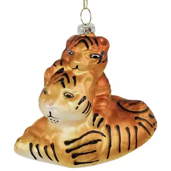 Украшение елочное европа в виде тигра золотой 10x6,5x8,6см стекло lqb21031708