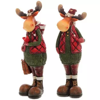 Украшение елочное лось 9см керамика