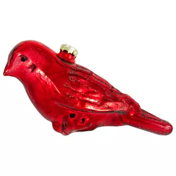 Украшение елочное птичка 5*4*10см красный sy08302