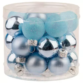 Украшение новогоднее магик тайм голубой стекло 24 шт 2, 5*2, 5*2.5 см 86588