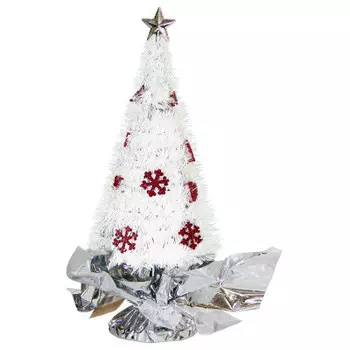 Украшение новогоднее магик тайм ёлка в белом из полиэтилена с декором пвх 9.5 x9.5 x26 см 82354