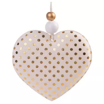 Украшение новогоднее магик тайм сердце с золотыми кружочками 8.5 x1.5 x8см 81485