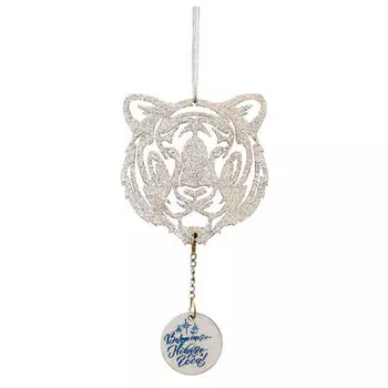 Украшение новогоднее магик тайм серебристый тигр из древесины тополя 12 x6.5 x0.5 см 86435