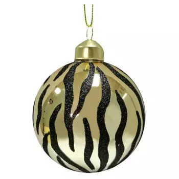 Украшение новогоднее магик тайм шар черный тигр стекло 8 x8x8см 87264