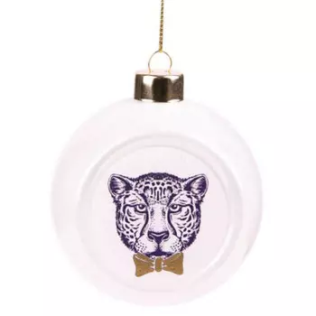 Украшение новогоднее магик тайм шар гепард в бабочке стекло 6.5 x8x8см 87207