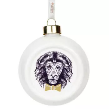 Украшение новогоднее магик тайм шар лев в бабочке стекло 6.5 x8x8см 87208