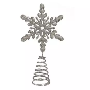 Украшение новогоднее магик тайм верхушка на елку серебряная снежинка 10.5*4.4*19.5 см 86886