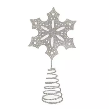 Украшение новогоднее магик тайм верхушка на елку серебряный узор 10.2*4.4*20 см 86885