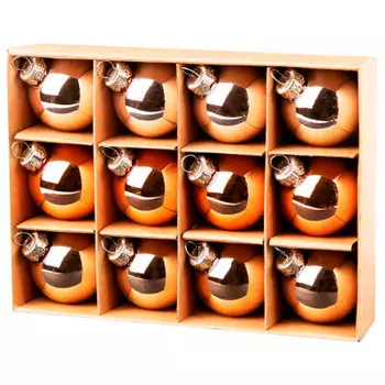 Украшение новогоднее магик тайм золотые оттенки стекло 12 шт 4*4*4 см 86604