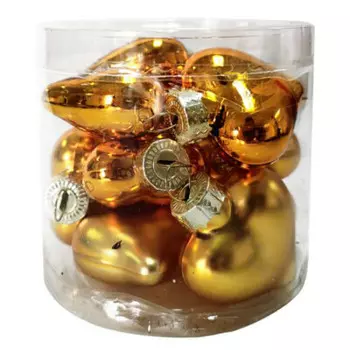 Украшение новогоднее магик тайм золотые сердца стекло 12 шт 2 x3.9 x4.3 см 87267