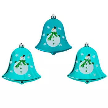 Украшение новогоднее набор колокольчиков плоский 10см 3шт е91318