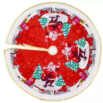 Украшение юбка под елку 70*70см серебряный/красный sysq-071904