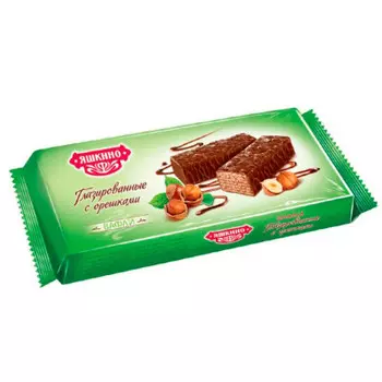 Вафли Яшкино 200г глазированные с орешками яшкинский п/к