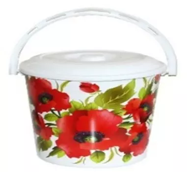 Ведро 10л Violet красные маки с крышкой v21068