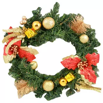 Венок новогодний с игрушками 30см us-wr12