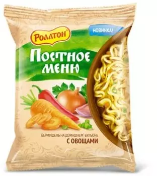 Вермишель роллтон 60 г б/п с овощами постное меню