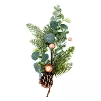 Ветка декоративная еловая там-там с шишками ягодами и листочками 55 х15 х4см eyz-21262 a2