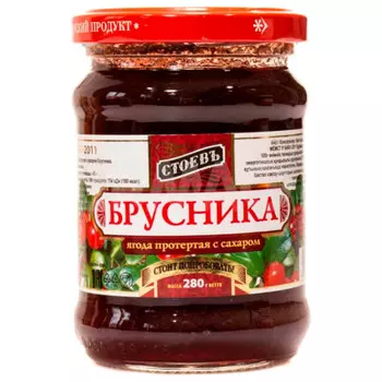 Ягода протертая Стоевъ 280 гр брусника