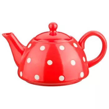 Заварочный чайник 1л красный белый горох Арти-М 470-291