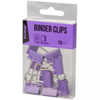 Зажимы для бумаг берлинго 19 мм 10 шт фиолетовые европодвес 301706