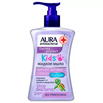 Жидкое крем-мыло аура кидс 250мл антибактериальное