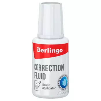 Жидкость корректирующая Berlingo 20мл водная с кистью 309643