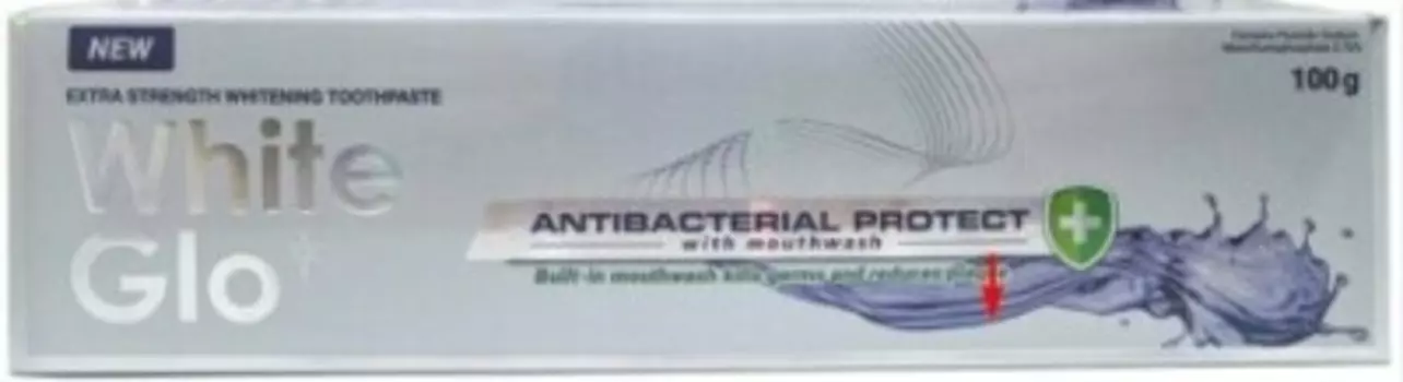 Зубная паста вайт гло 100 г отбеливающая с антибактериальным эффектом и ополаскивателем