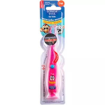 Зубная щетка забавные зверята мигающий таймер от 3-х лет мягкая с присоской