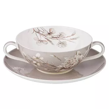 Бульонница с блюдцем Lefard White Flower