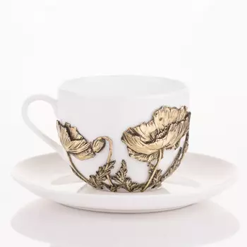 Чайная пара Город Подарков Цветы Мак 230мл