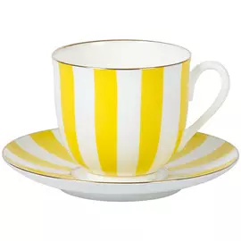 Чашка с блюдцем Ландыш Да и нет в подарочной коробке, цвет желтый