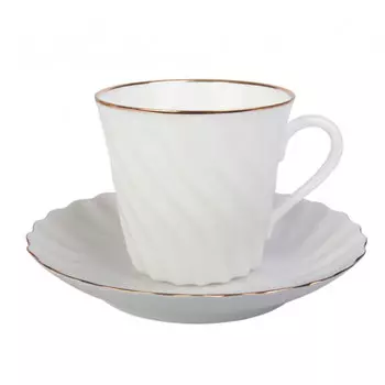 Чайная пара Витая Золотой кант в подарочной коробке