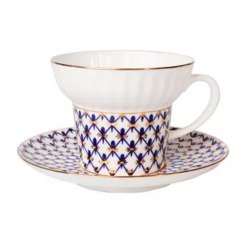 Чайная пара Волна Кобальтовая сетка в подарочной коробке