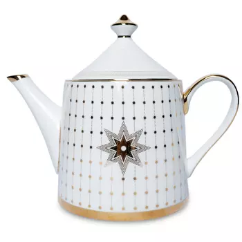 Чайник заварочный 780мл ЛФЗ форма Идиллия рисунок Азур, золотой