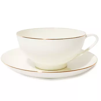 Чашка с блюдцем ИФЗ форма купольная рисунок золотая лента
