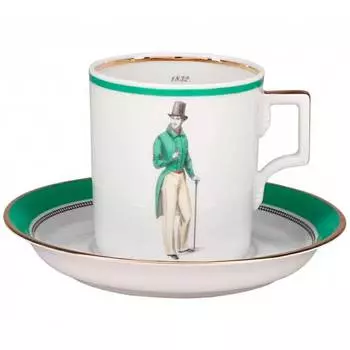 Чашка с блюдцем ИФЗ История моды, цвет зеленый