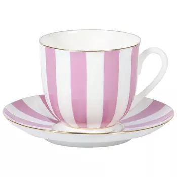 Чашка с блюдцем Ландыш Да и нет в подарочной коробке, цвет светло-розовый