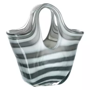 Декоративная ваза-сумка Leonardo Bella Glass bag grey stripes 23см