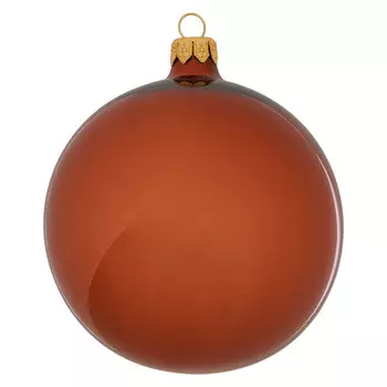 Елочная игрушка шар EleGifts 10см, коричневый глянец